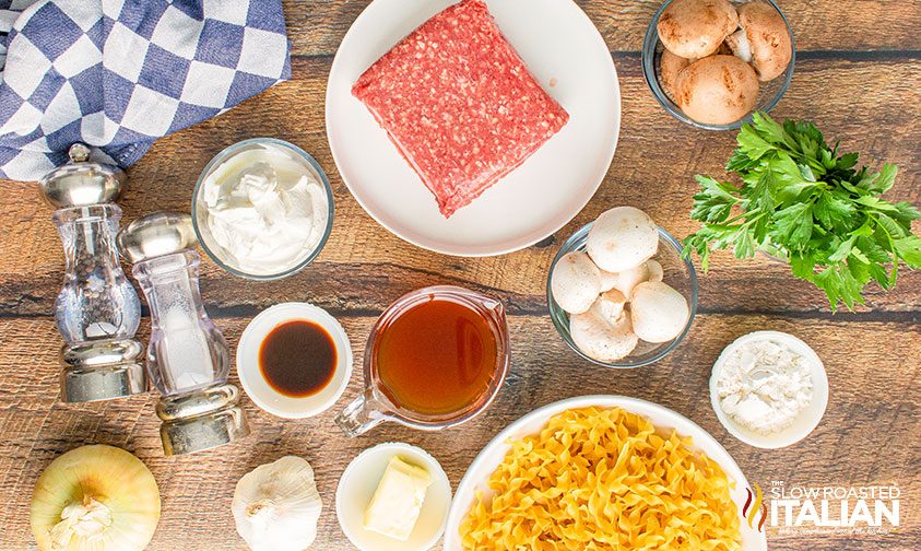 ingredients in bowls and on plates