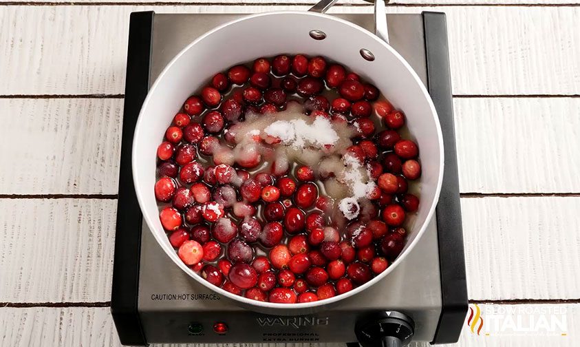 cranberries in water with sugar
