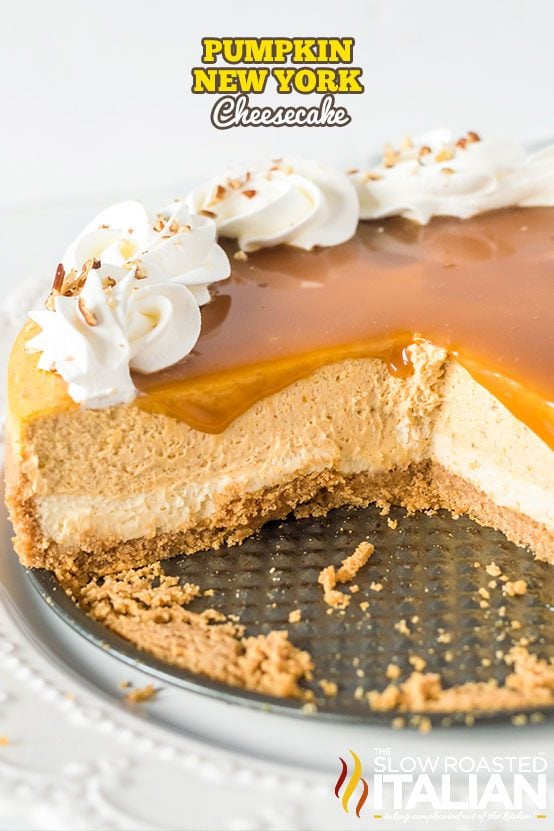 titled text: Pumpkin New York Cheesecake (pictured on a springform pan bottom)