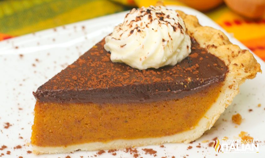 pumpkin pie with chocolate ganache