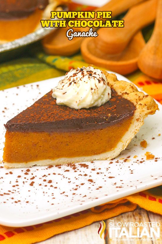 pumpkin pie with chocolate ganache