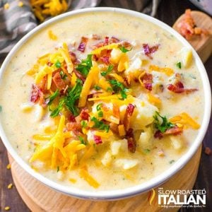 crockpot potato soup in bowl