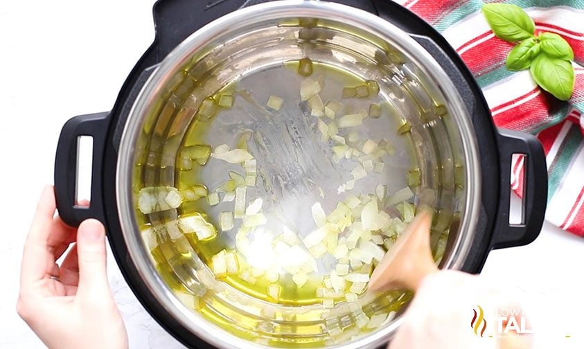 Oil and onions in the instant pot