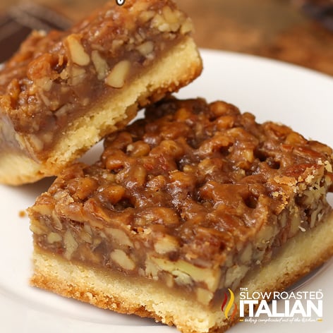 pecan bars, close up