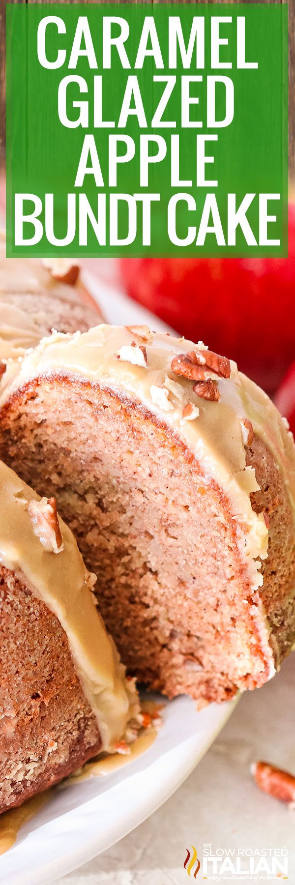 titled image (and shown): caramel glazed apple bundt cake