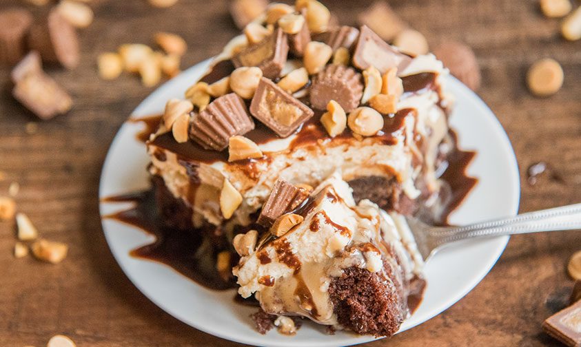 Chocolate Peanut Butter Poke Cake