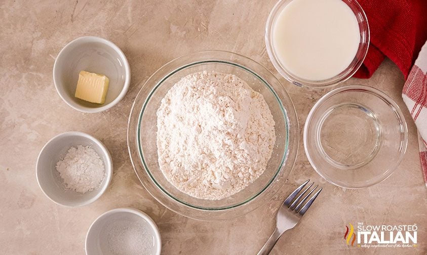 ingredients in glass bowls