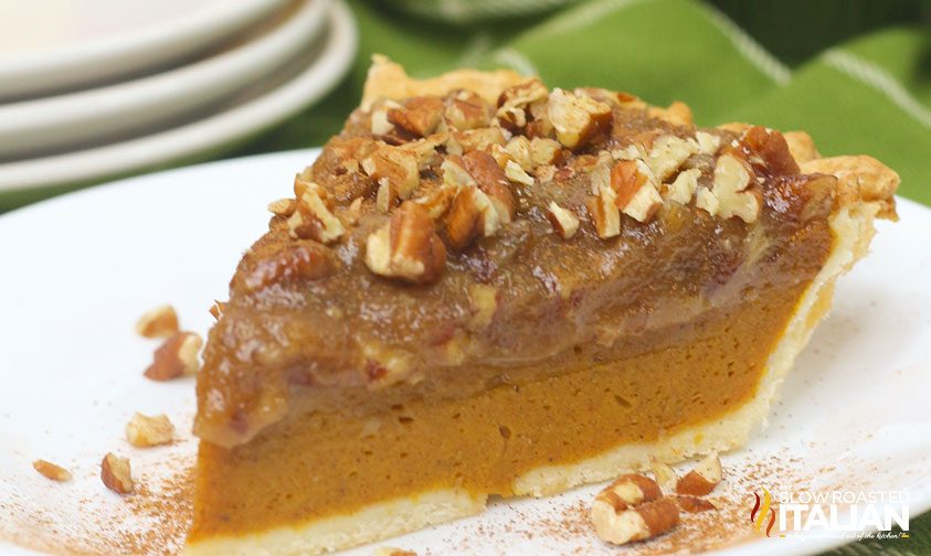 slice of pumpkin pecan pie