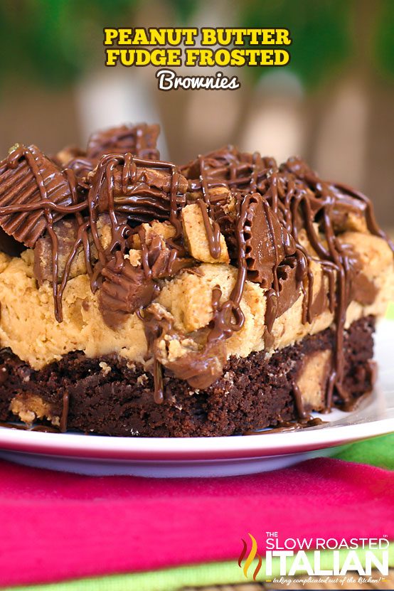 peanut butter brownie up close on white plate