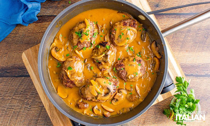 overhead: homemade salisbury steak