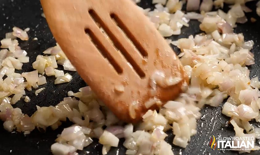 onions cooking in pan