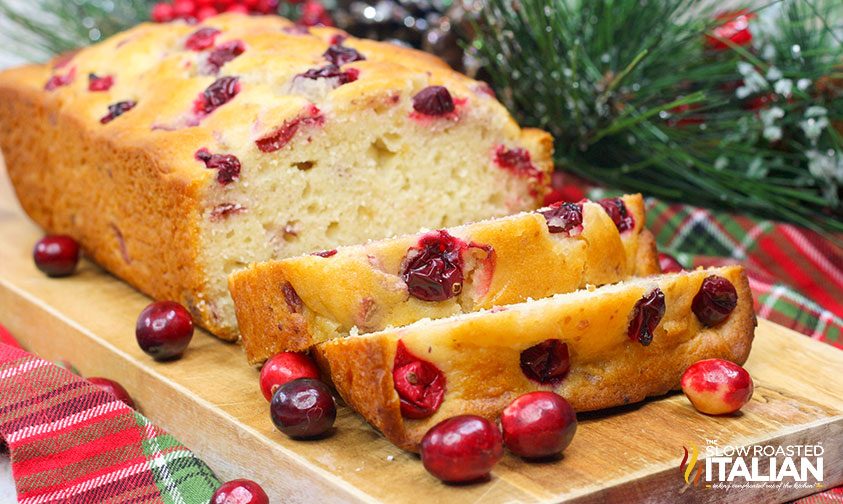 cranberry orange quick bread sliced