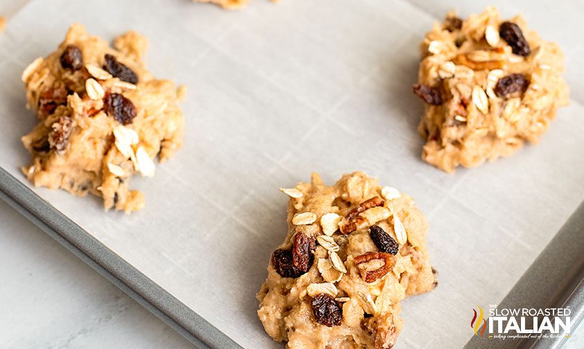 applesauce cookie dough balls on parchment