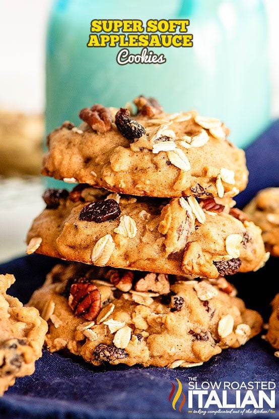 super soft applesauce cookies stacked