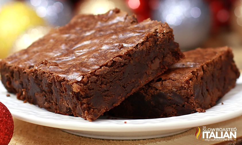 Outrageous Fudgy Homemade Brownies on a plate