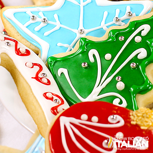 stack of decorated Christmas sugar cookies