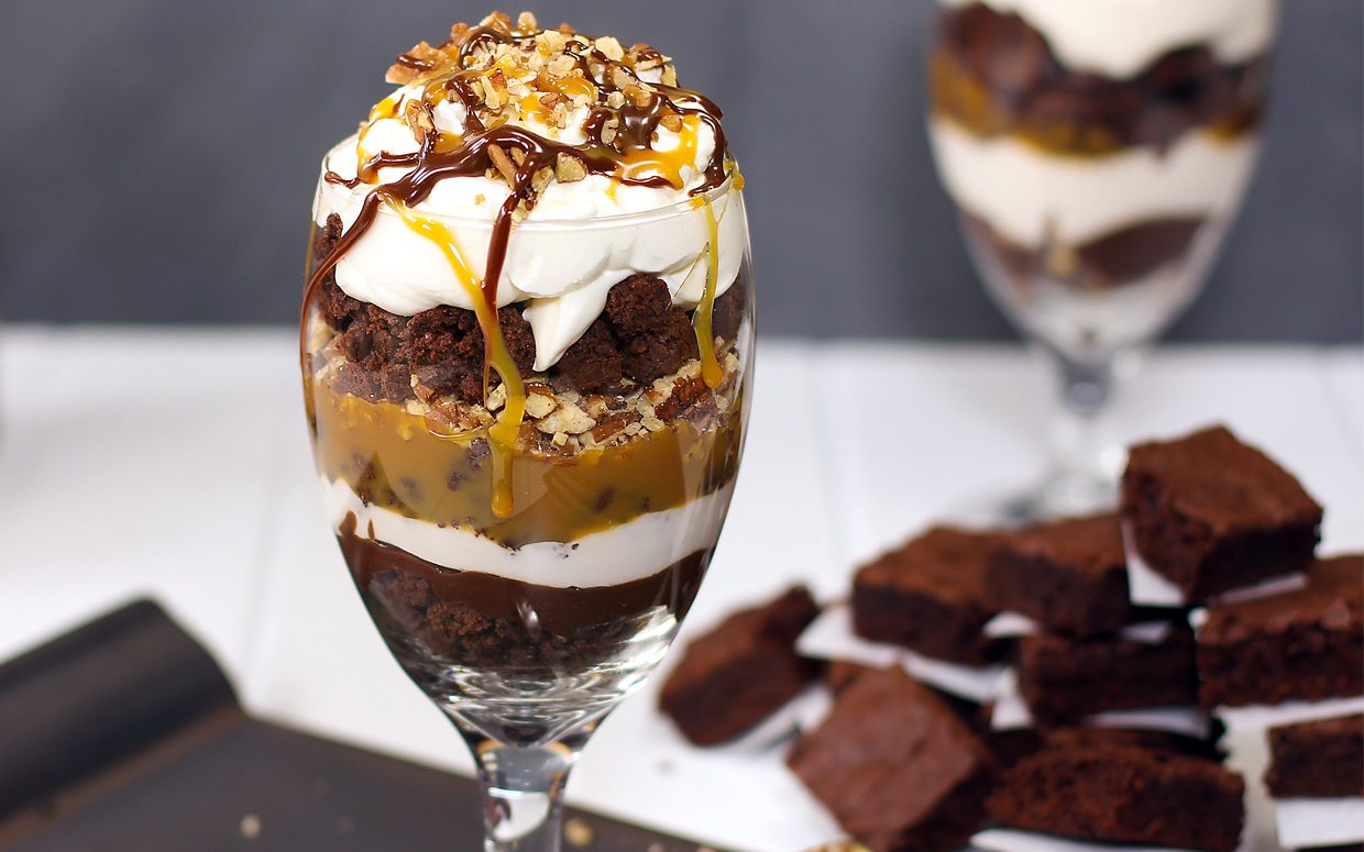 Double Chocolate & Caramel Turtle Trifle