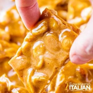 close up of peanut brittle