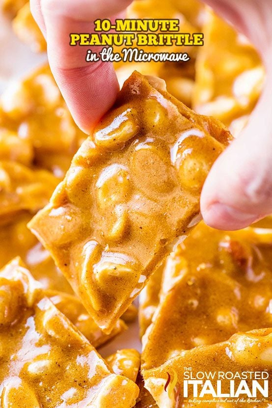 close up of peanut brittle