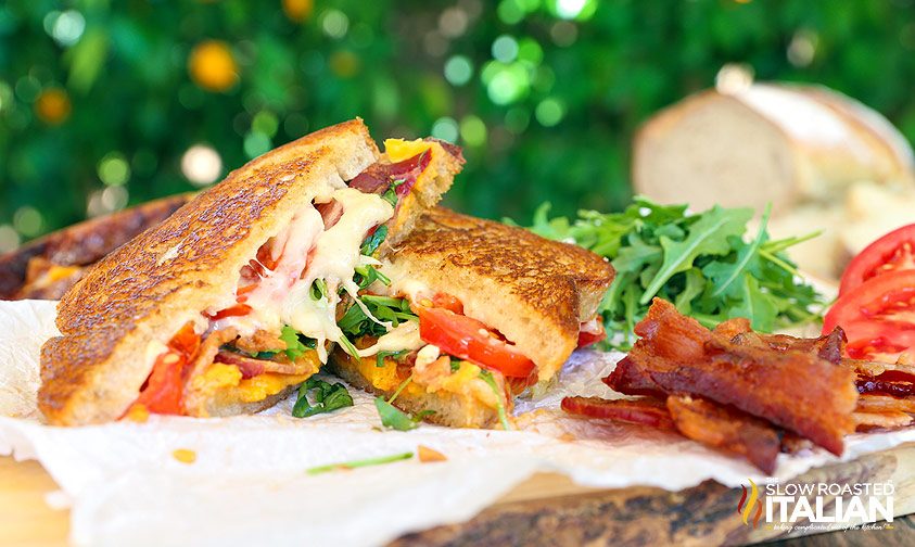 gourmet grilled cheese stacked
