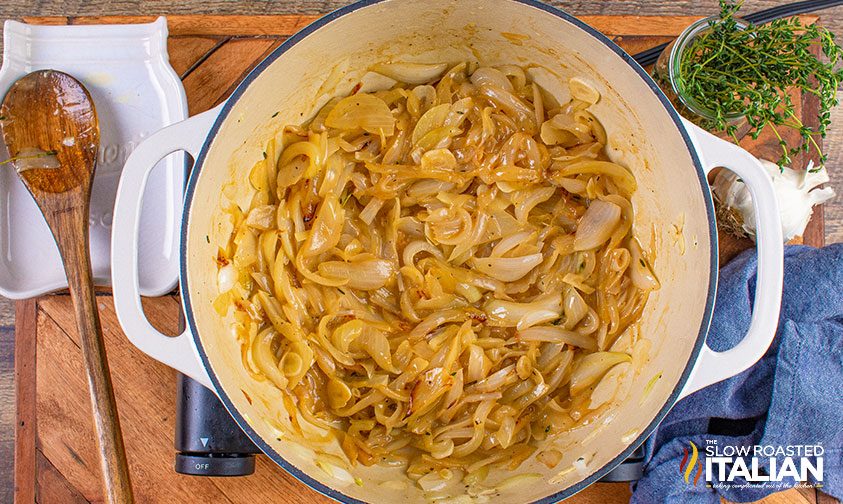 french onions in pot