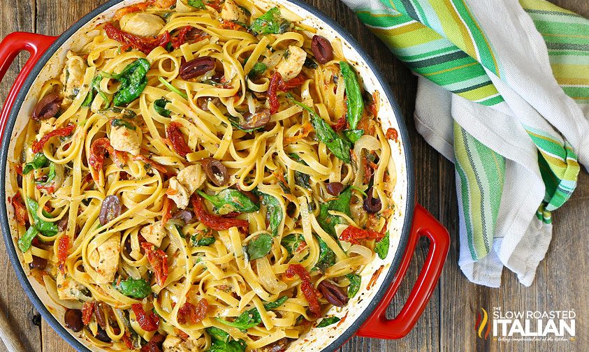 cheesy greek pasta in bowl