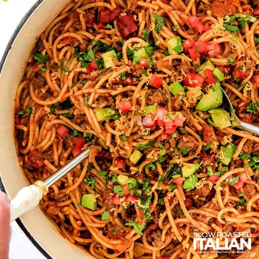 taco spaghetti in large pot