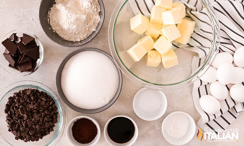 ingredients in glass bowls on table