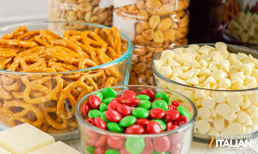 ingredients in glass bowls arranged on table