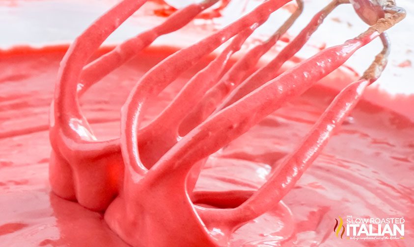 red velvet cake batter with whisk attachment