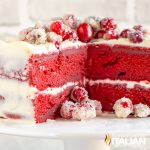 red velvet cake with half cut out