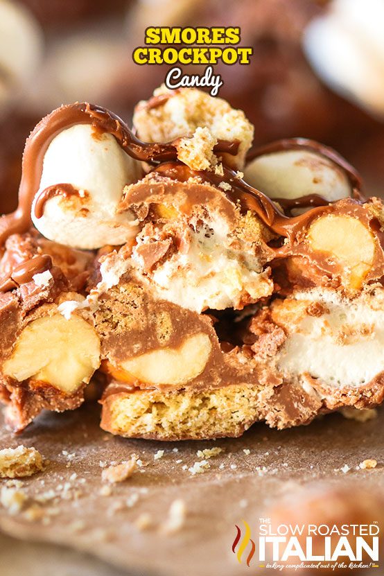 close up of smores crockpot candy on plate