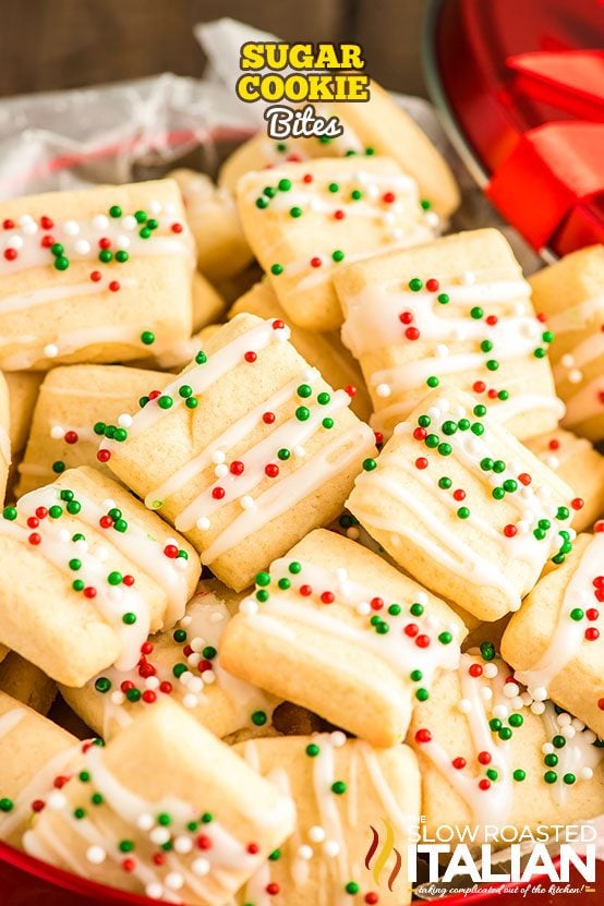 sugar cookie bites stacked