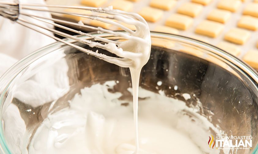 sugar cookie dough on whisk close up