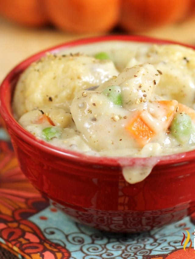 bowl of 30-minute chicken and dumplings