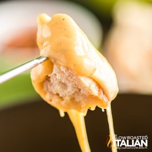 beer cheese fondue on bread