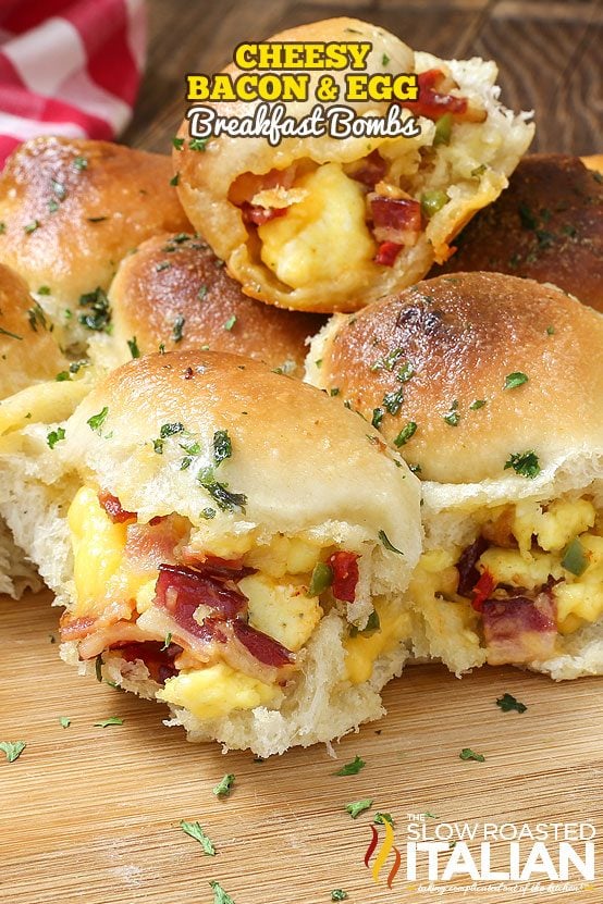 titled image shows bacon egg and cheese breakfast bombs