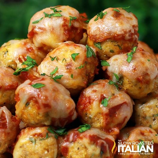 stack of chicken parmesan meatballs