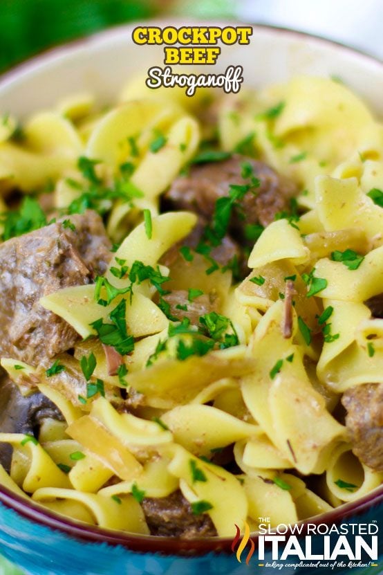 titled photo (and shown close up): Crock Pot Beef Stroganoff