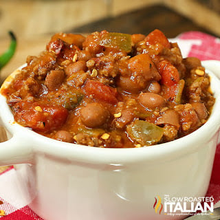 5 ingredient chili in small soup bowl