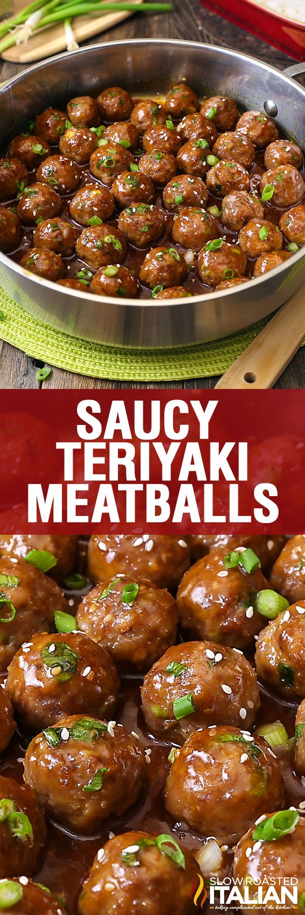 titled collage for teriyaki meatballs recipe