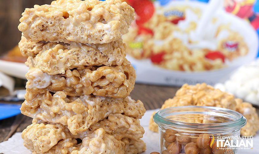 Salted Caramel Rice Krispie Treats close up