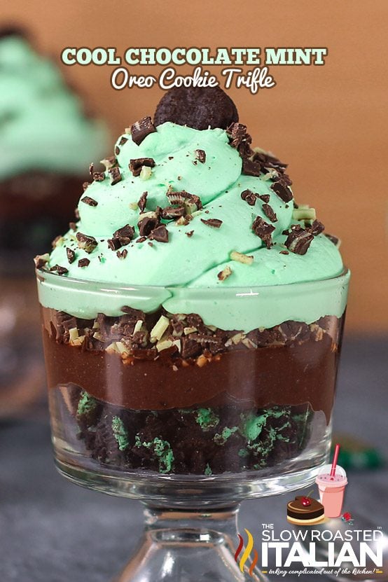close up titled photo: chocolate mint cookie dessert trifle