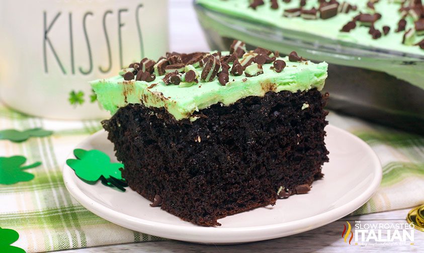 Andes mint cake on a white plate