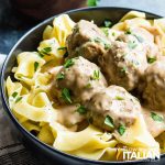 bowl of creamy swedish meatballs