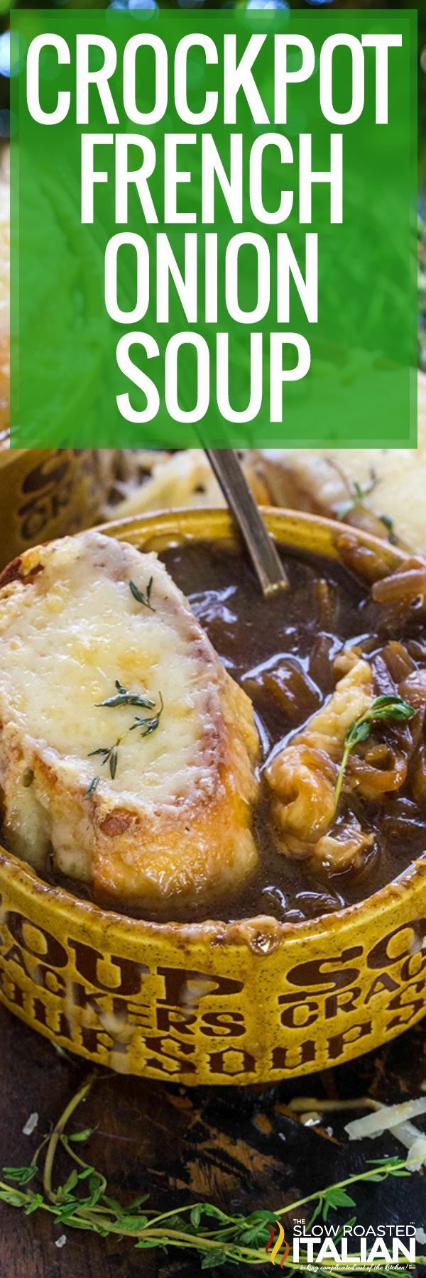 Bowl of Crockpot French Onion Soup