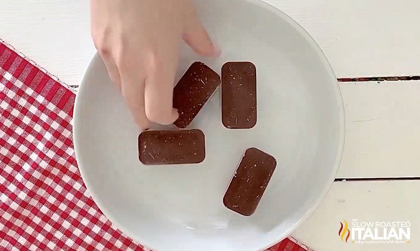 melting chocolate on a white plate