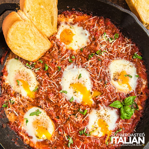 italian baked eggs with sausage
