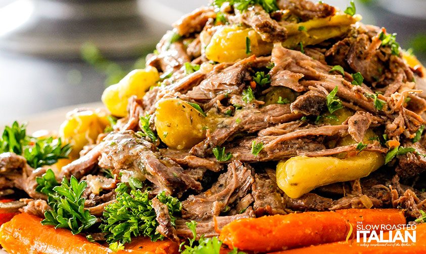 mississippi pot roast on platter