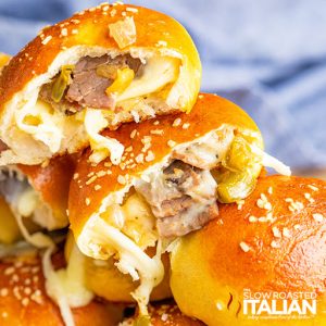 philly cheesesteak bread bombs opened